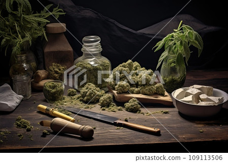 Smuggling marijuana cigarettes, cannabis flowers and leaves for cigarettes. Smuggling marijuana cigarettes, cannabis flowers and leaves for cigarettes. 109113506