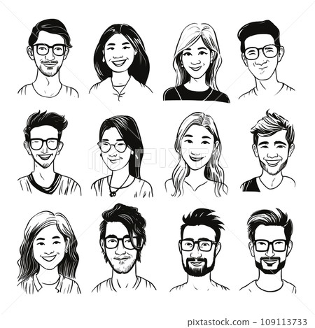 人物 各種人的臉 鋼筆畫集 生成人工智慧 109113733