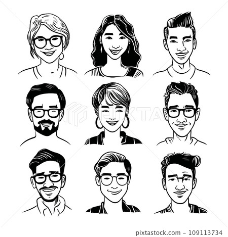 人物 各種人的臉 鋼筆畫集 生成人工智慧 109113734