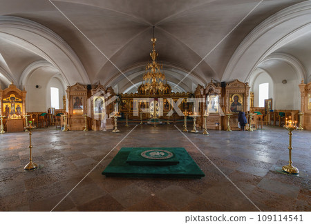 Interior of the main cathedral of the monastery of Valaam Island in Lake Ladoga Interior of the main cathedral of the monastery of Valaam Island in Lake Ladoga 109114541