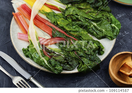 Fried chard leaves Fried chard leaves 109114587