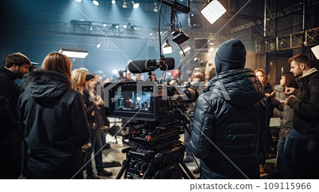 Film crew working in a television studio 109115966