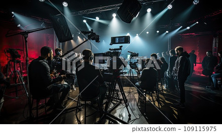 Film crew working in a television studio 109115975
