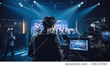 Film crew working in a television studio 109115992