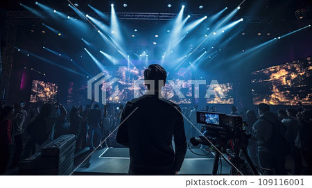 Film crew working in a television studio 109116001