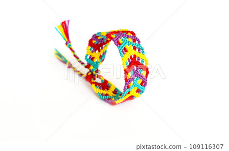 DIY woven friendship bracelets with different braiding. Summer accessory DIY woven friendship bracelets with different braiding. Summer accessory 109116307