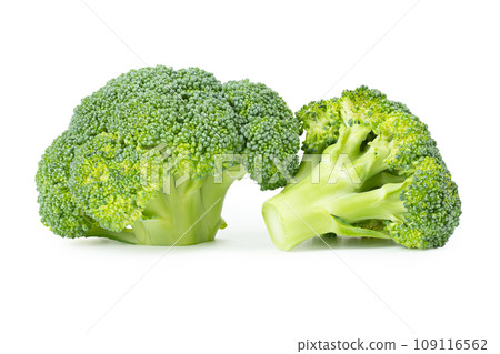 Fresh broccoli inflorescence isolated on white background Fresh broccoli inflorescence isolated on white background 109116562