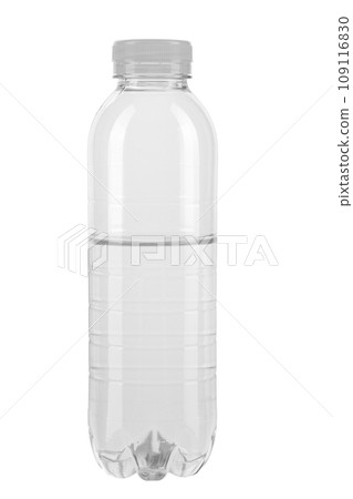 Plastic bottle half filled with water isolated on the white background. File contains clipping path. 109116830