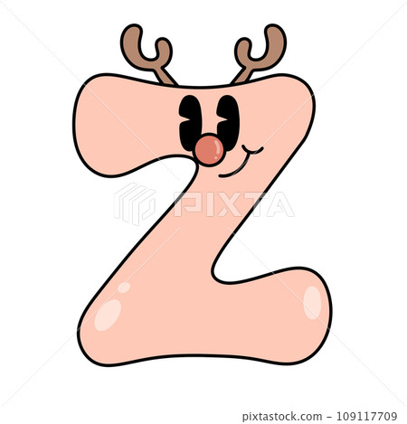 Letter Z cute 60s 70s groovy retro vintage smiley reindeer cartoon font winter alphabet merry christmas pink xmas festive sublimation clipart Letter Z cute 60s 70s groovy retro vintage smiley reindeer cartoon font winter alphabet merry christmas pink xmas festive sublimation clipart 109117709