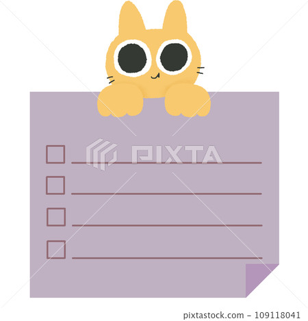 Cute Kawaii Sticky Note with cat. Weekly Plan To Do List Check List. Memo Pad Stationery Notepad for task planning and study 109118041