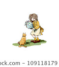 A girl playing with a cat 109118179