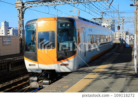 Kintetsu 22000 series train Otsu Limited Express arriving at Ujiyamada Station (Ise City, Mie Prefecture, Japan) 109118272