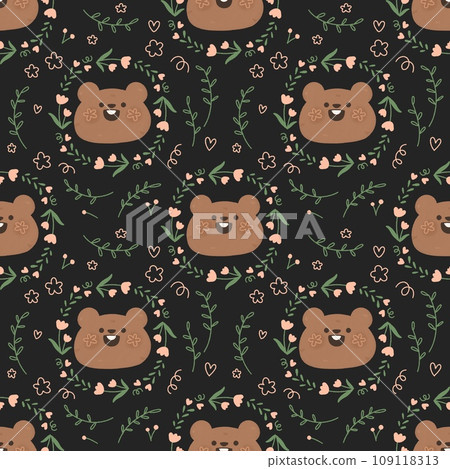 Seamless pattern with cute cartoon animal marmot and flower doodle Watercolor for Happy Groundhog Day2 February printable postcard print greetings card banner poster Seamless pattern with cute cartoon animal marmot and flower doodle Watercolor for Happy Groundhog Day2 February printable postcard print greetings card banner poster 109118313