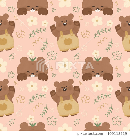 Seamless pattern with cute cartoon animal marmot and flower doodle Watercolor for Happy Groundhog Day2 February printable postcard print greetings card banner poster Seamless pattern with cute cartoon animal marmot and flower doodle Watercolor for Happy Groundhog Day2 February printable postcard print greetings card banner poster 109118319