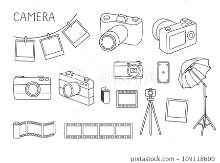 相機與底片手繪風格插圖集(單色) 相機與底片手繪風格插圖集(單色) 109118600