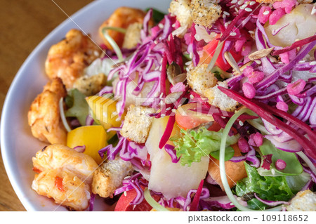 Mixd Salad on White Plate. Mixd Salad on White Plate. 109118652