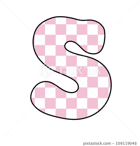 Pink Groovy checkered chess letter alphabet groovy retro font valentine vintage y2k 109119048