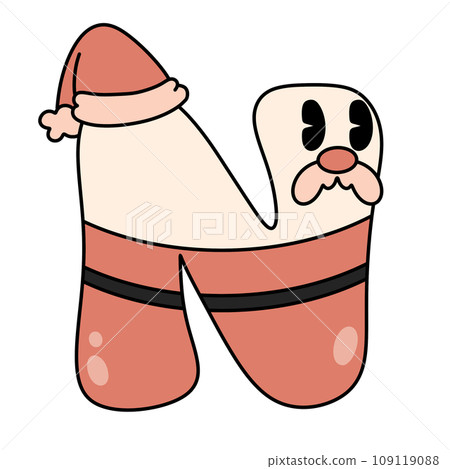 Letter N cute 60s 70s groovy retro vintage smiley santa cartoon font winter alphabet merry christmas xmas festive clipart Letter N cute 60s 70s groovy retro vintage smiley santa cartoon font winter alphabet merry christmas xmas festive clipart 109119088