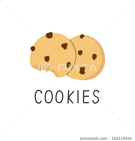 Doodle illustration of cookies with chocolate. American style sweet snack. 109119500