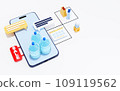 Bottled water delivery service, mobile app concept, 3d render 109119562