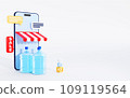 Bottled water delivery service, mobile app concept, 3d render 109119564