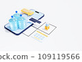 Bottled water delivery service, mobile app concept, 3d render 109119566