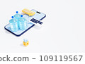 Bottled water delivery service, mobile app concept, 3d render 109119567
