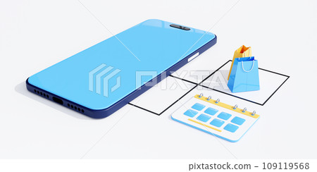 Smartphone shopping service, mobile app concept, 3d render 109119568