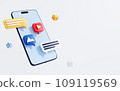 Smartphone messenger mobile app concept with smartphone, 3d render 109119569