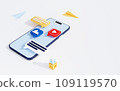 Smartphone messenger mobile app concept with smartphone, 3d render 109119570