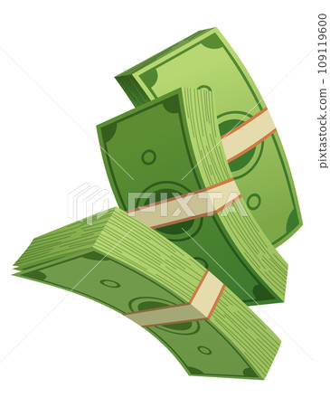 Cartoon money. Paper cash, bills. Keeping money in bank. Green banknotes wealth, accumulation and inheritance. Flat vector money illustration. Objects isolated on white background Cartoon money. Paper cash, bills. Keeping money in bank. Green banknotes wealth, accumulation and inheritance. Flat vector money illustration. Objects isolated on white background 109119600