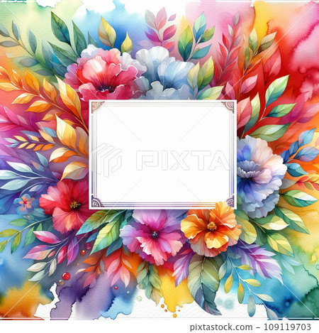 具有水彩紋理的花卉框架 109119703
