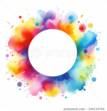 具有水彩紋理的白色圓形框架 109119704