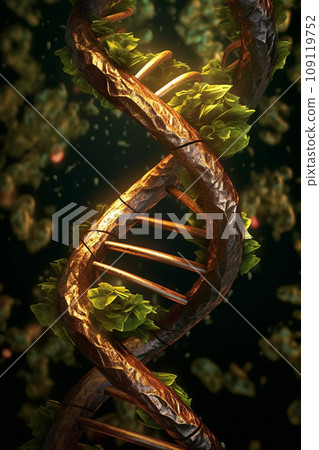DNA molecule helix spiral on neon background. Genetics biotechnology and science. Eco concept for medical, research and lab DNA molecule helix spiral on neon background. Genetics biotechnology and science. Eco concept for medical, research and lab 109119752