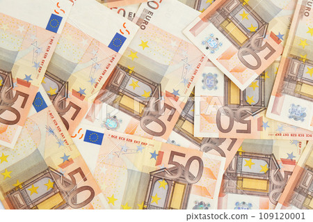 Euro banknotes as background, top view. Money and finance Euro banknotes as background, top view. Money and finance 109120001