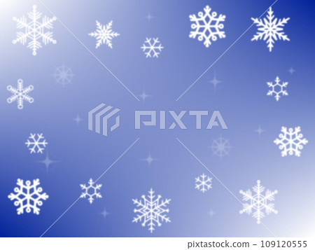 Cute background of snowflakes - winter blue and white gradation illustration 109120555