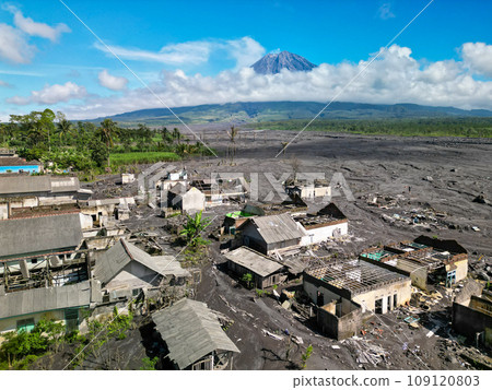 The village after the eruption of the Semeru volcano on December 4, 2022. Java Island, Indonesia The village after the eruption of the Semeru volcano on December 4, 2022. Java Island, Indonesia 109120803