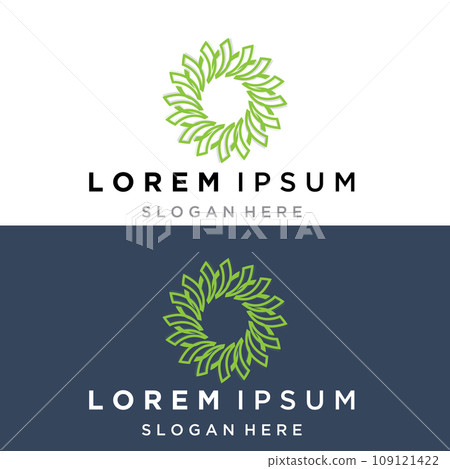 Flower logo. The circular logo. Logo of the flower. Stylized flower. Petals. Simple logo. The brand name  emblem  logo. Mandala. Logo boutique. Logotype for beauty. Logo for flower shop. 109121422