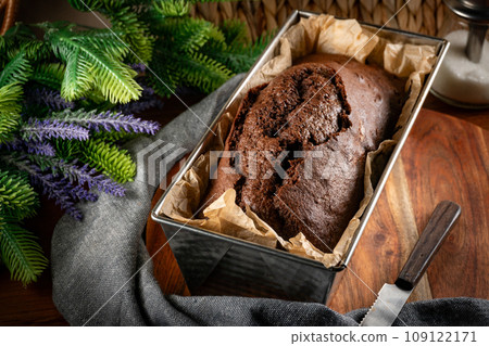 Freshly baked chocolate cake. Freshly baked chocolate cake. 109122171
