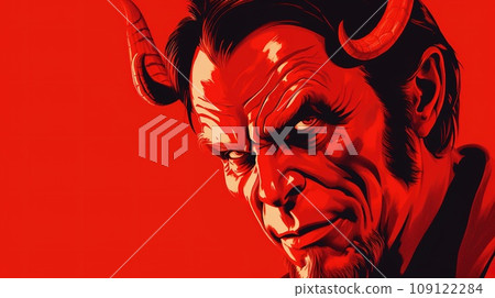 Portrait of satan on the red background Portrait of satan on the red background 109122284