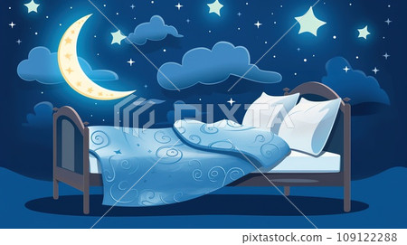 Bed with moon and stars around, sleeping concept 109122288