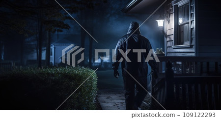Burglar or thief robbing the house at night, a burglary concept 109122293