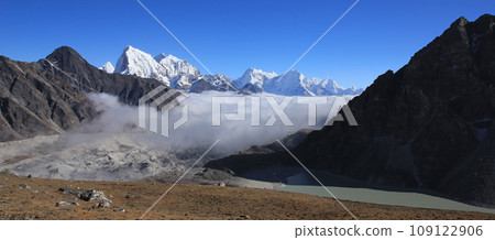 Thonak Tsho, Ngozumba Glacier and high mountains in the Himalayas. 109122906