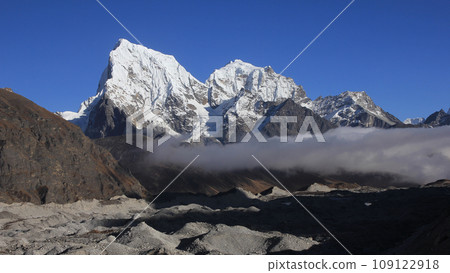 Ngozumba Glacier and high mountains Cholatse and Tobuche, Nepal. Ngozumba Glacier and high mountains Cholatse and Tobuche, Nepal. 109122918