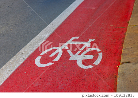 Red Bike Lane Sign 109122933