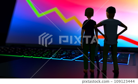 Family faces financial loss - 3d illustration 109123444
