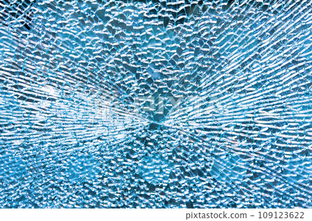 Broken blue glass 109123622