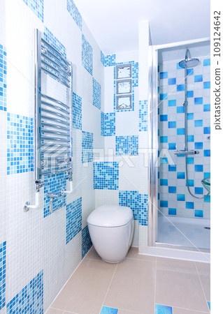 Blue toilet Blue toilet 109124642