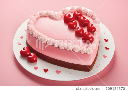 Heart-shaped mousse cake for Valentine's Day. 109124670