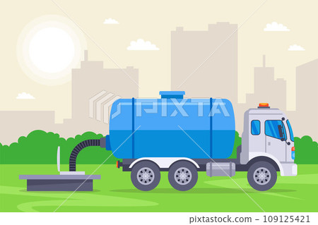 car pumping waste out of the sewer. car pumping waste out of the sewer. 109125421